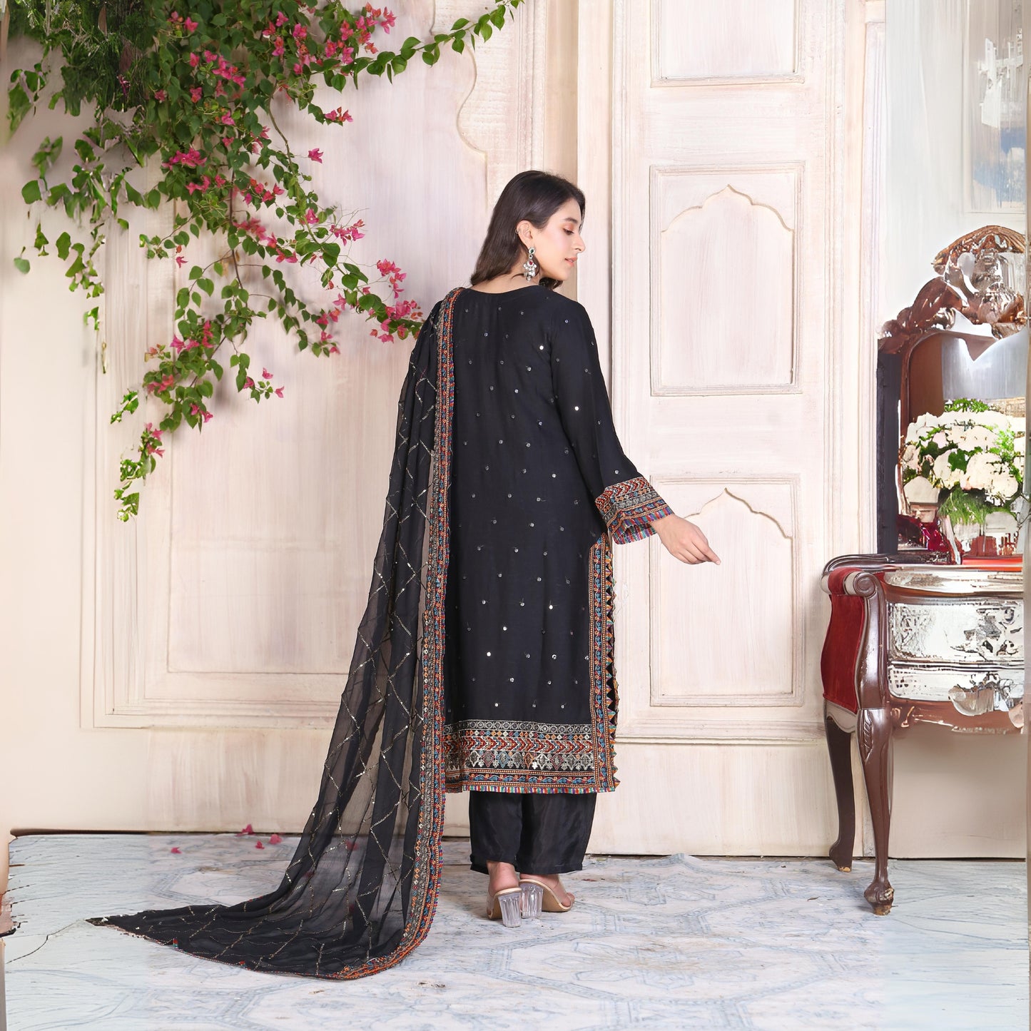 3Piece Embroidered Chiffon With 9MM Sequence | FF-002