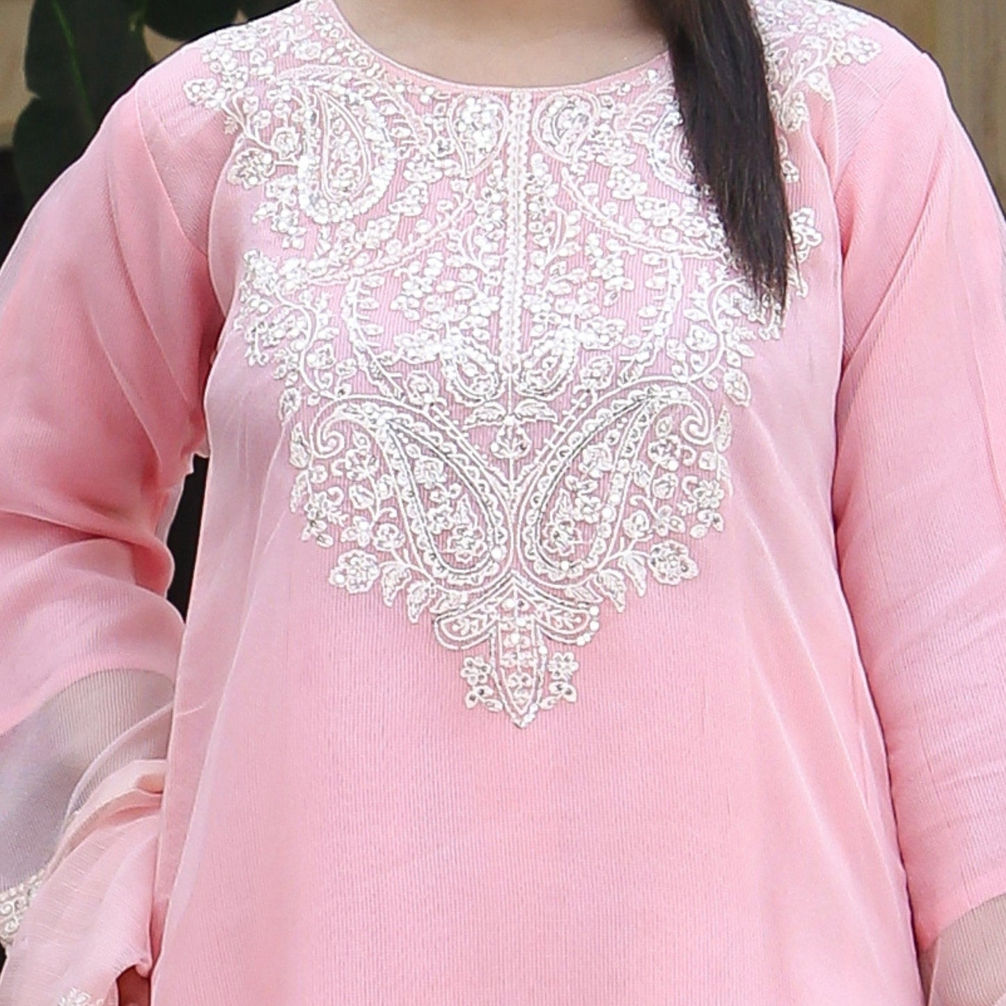 3Piece Embroidered 44Length Cotton Net | FF-009